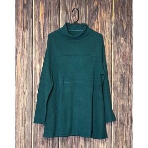 Style Co. Tunic Sweater Teal Women's XLarge Green Ribbed Turtleneck Long Sleeve